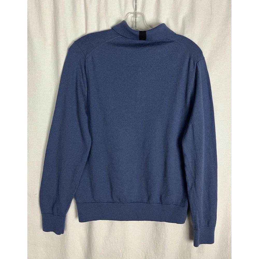 Club Room Men's‎ Size M Knit Sweater Collared Polo 100% Wool Blue